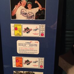 Main Street Frame Shop - A 30 year old World Series treasure. Pictures and tickets mounted on a Dodger Blue Background
