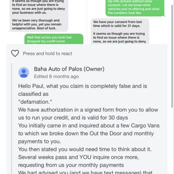 Baha Auto - Ridiculously unprofessional owner who wants revenge for honest reviews on his business . - Used Car Dealers Near Me - Palos Hills, Illinois