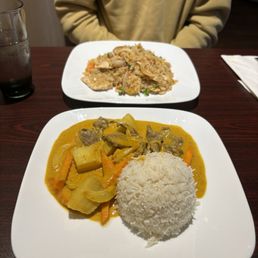 Yellow curry  and Thai Fried Rice