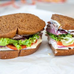 Eau Claire Cheese And Deli - Eau Claire Special - Roast Beef and spicy Pastrami & Hot Pepper Cheese served on Pumpernickel with Lettuce, Tomato, Onion and Special Sauce