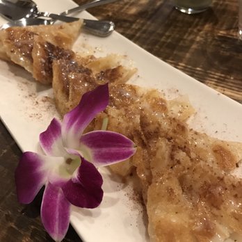 Sip Saam Thai - Fried roti with chocolate powder - free dessert. Again,with the orchid.. - Thai Near Me - Austin, Texas Sip Saam Thai - Fried roti with chocolate powder - free dessert. Again,with the orchid.. - Thai Near Me - Austin, Texas