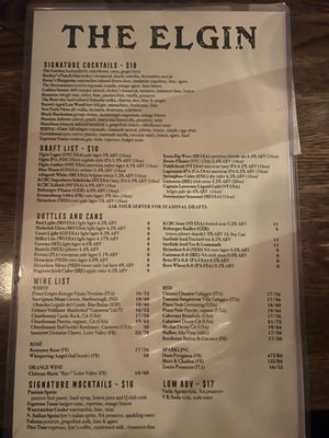 Menu photo 3 The Elgin New York, NY Menu photo 3 The Elgin New York, NY