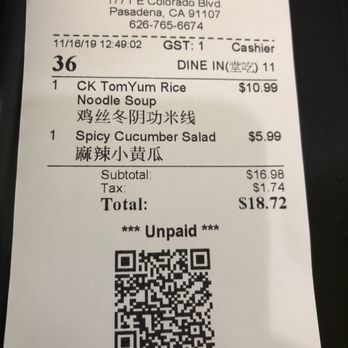 Cluck2Go - The bill of what i ordered - Singaporean Near Me - Pasadena, California Cluck2Go - The bill of what i ordered - Singaporean Near Me - Pasadena, California