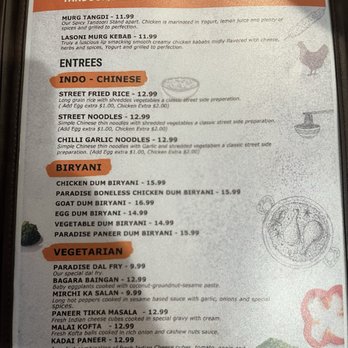 Paradise Biryani Pointe - Latest menu - Indian Near Me - Fremont, California