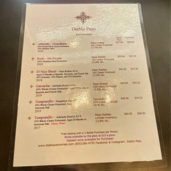 Diablo Paso - Wine tasting flight - Wine Tasting Room Near Me - Paso Robles, California Diablo Paso - Wine tasting flight - Wine Tasting Room Near Me - Paso Robles, California