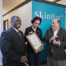 SkinBarVII - The owner Sevyn being Presented the Spirit of Detroit Award by Mayor Duggan and Councilman Roy McCalister