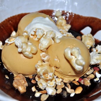 ABC Kitchen - Sundae salted caramel-peanut ice cream, candied popcorn, whipped creme fraiche & chocolate sauce - Breakfast & Brunch Near Me - New York, New York ABC Kitchen - Sundae salted caramel-peanut ice cream, candied popcorn, whipped creme fraiche & chocolate sauce - Breakfast & Brunch Near Me - New York, New York