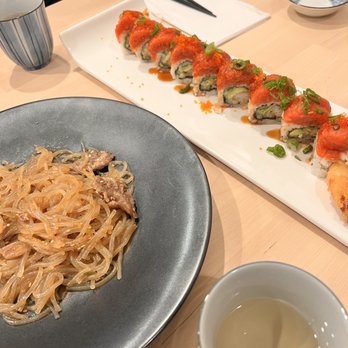 Ari Sushi - Complimentary Japchae with fire dragon roll - Sushi Bars Near Me - Dublin, California