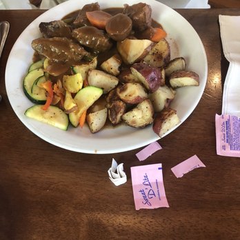 Castroville Cafe - Pot roast, squash medley & rosemary potatoes - Cafes Near Me - Castroville, Texas