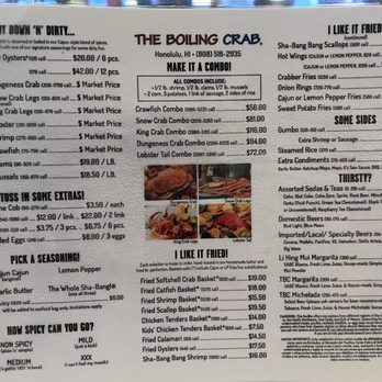The Boiling Crab - Menu - Seafood Near Me - Honolulu, Hawaii