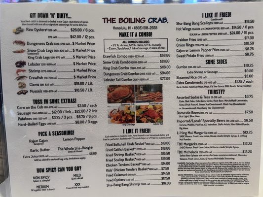 Menu photo 1 The Boiling Crab Honolulu, HI