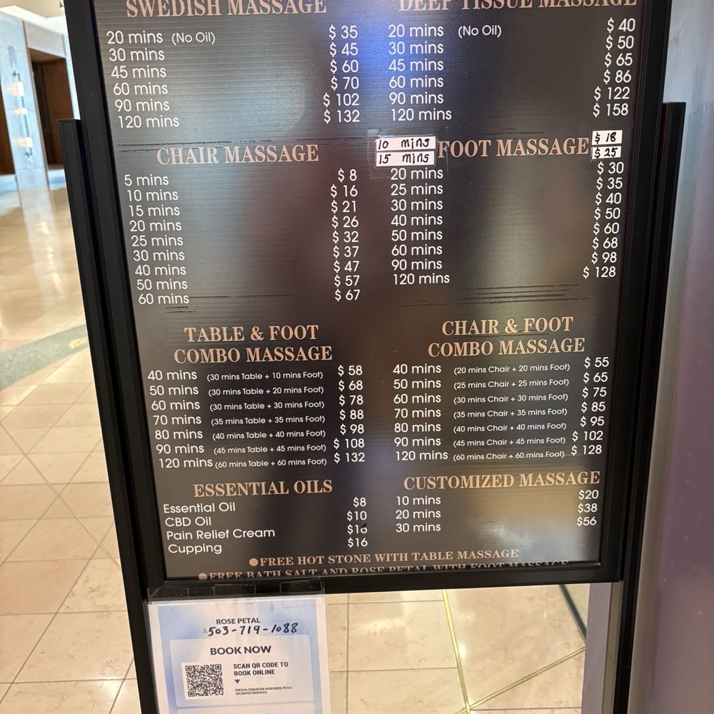 Rose Petal - Menu with prices - Massage Near Me - Portland, Oregon Rose Petal - Menu with prices - Massage Near Me - Portland, Oregon