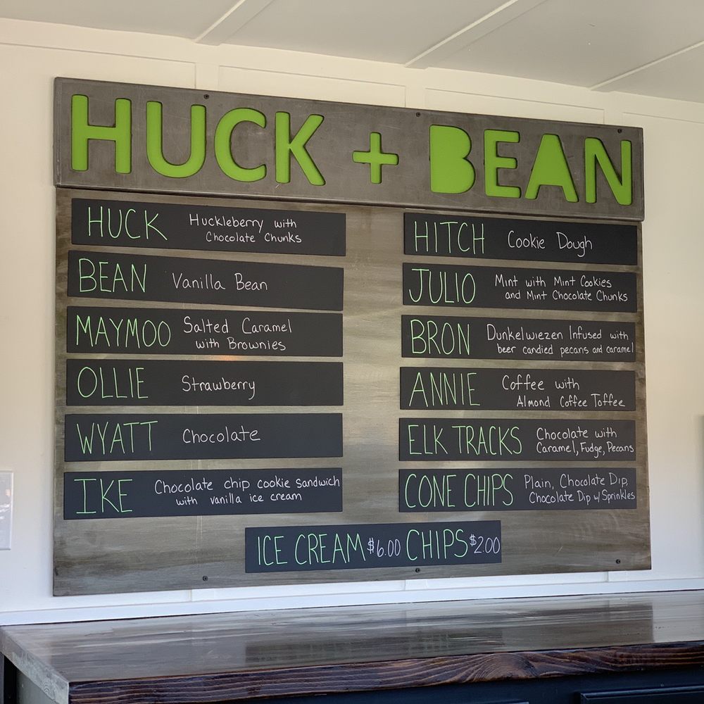 Huck and Bean - a menu on the wall - Ice Cream & Frozen Yogurt Near Me - Naches, Washington Huck and Bean - a menu on the wall - Ice Cream & Frozen Yogurt Near Me - Naches, Washington