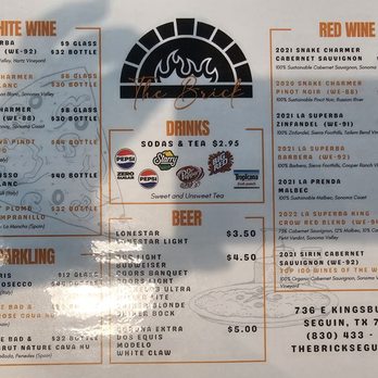 The Brick - Drink menu - Chicken Wings Near Me - Seguin, Texas
