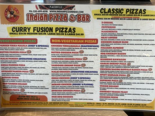 Menu photo 1 Indian Pizza & Bar Placerville, CA
