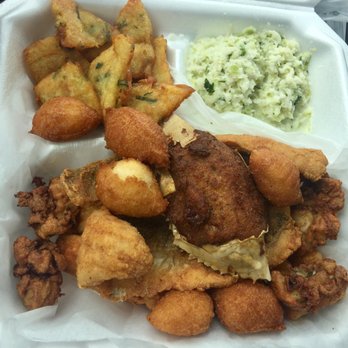Jim's Seafood Fresh & Fried - Jim's Sampler Platter...it's so delicious, but you should definitely share this with a fellow seafood lover. LOL!!! - Seafood Near Me - Dunn, North Carolina