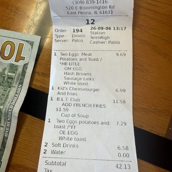 The 520 Cafe - receipt - Breakfast & Brunch Near Me - East Peoria, Illinois The 520 Cafe - receipt - Breakfast & Brunch Near Me - East Peoria, Illinois