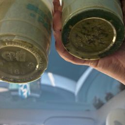 the photo shows the unstirred matcha chunks at the bottom the photo shows the unstirred matcha chunks at the bottom