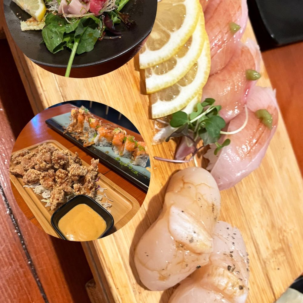 DAI Sushi - Sashimi salad + kaarage + Japanese scallops + yellowtail - Japanese Near Me - Westminster, California DAI Sushi - Sashimi salad + kaarage + Japanese scallops + yellowtail - Japanese Near Me - Westminster, California