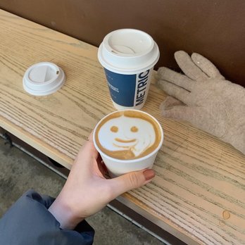 Metric Coffee - cappuccino, latte (in the back). the cutest latte art!! - Coffee & Tea Near Me - Chicago, Illinois Metric Coffee - cappuccino, latte (in the back). the cutest latte art!! - Coffee & Tea Near Me - Chicago, Illinois