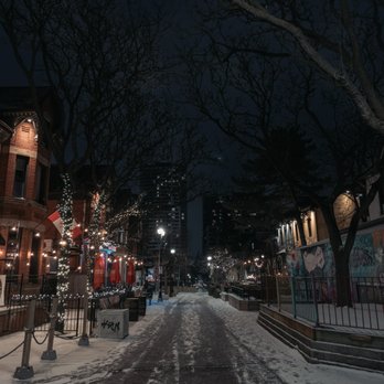 Amigos - a snowy city street at night - Mexican Near Me - Hamilton, Ontario