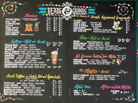 Menu photo 1 Beads & Grinds Buxton, NC Menu photo 1 Beads & Grinds Buxton, NC