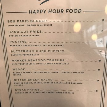 Ben Paris - Happy hour Menu 4-6pm - New American Near Me - Seattle, Washington