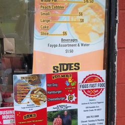 Figgs Fast Food - Desert menu.