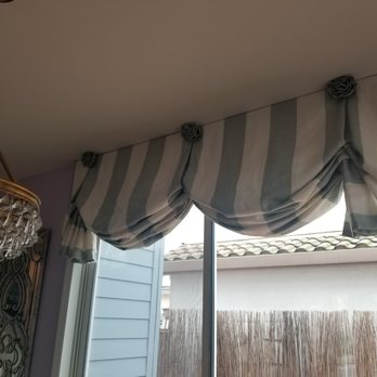Fina Bella Draperies and Interior Designs - Roman shade over sliding glass doors - Shades & Blinds Near Me - Campbell, California