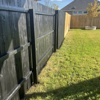 One Step Up - Fence/exterior painting - before and after in 1 picture - Flooring Near Me One Step Up - Fence/exterior painting - before and after in 1 picture - Flooring Near Me