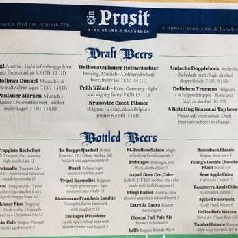 Ein Prosit - Beer menu - Bars Near Me - Avon, Colorado Ein Prosit - Beer menu - Bars Near Me - Avon, Colorado