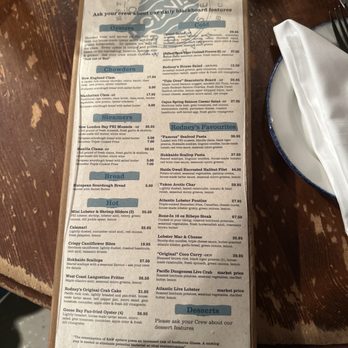 Rodney's Oyster House - Dinner menu - Seafood Near Me - Vancouver, British Columbia