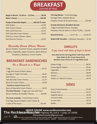 Menu photo 1 The Reckless Rooster Longs, SC Menu photo 1 The Reckless Rooster Longs, SC
