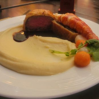 Hell's Kitchen - Beef wellington and lobster tail (the lobster tail is hiding the overcooked half of the wellington) - Cocktail Bars Near Me - Funner, California