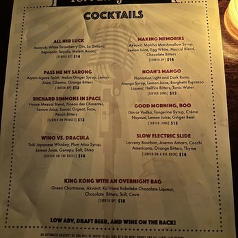 Tupper and Reed - Menu from 10/31/22 - Cocktail Bars Near Me - Berkeley, California