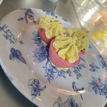 Root & Bone Indianapolis - Beet deviled eggs - American Near Me - Indianapolis, Indiana Root & Bone Indianapolis - Beet deviled eggs - American Near Me - Indianapolis, Indiana