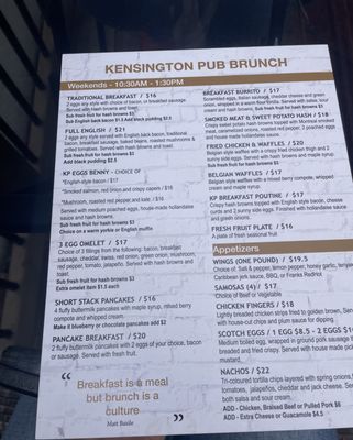 Menu photo 1 The Kensington Pub Calgary, AB Menu photo 1 The Kensington Pub Calgary, AB