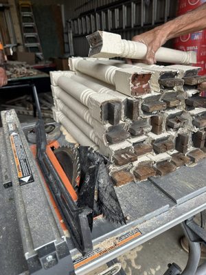 Historical Porch Re-build in Wyoming, Ohio - One of several phases of restoration for one of our favorite Victorians! All new wood with hand carved detail replicating the original period's pattern and aesthetic.