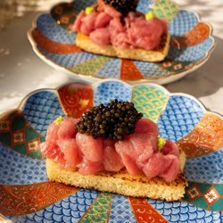 Chef's signature chutoro tartare brioche