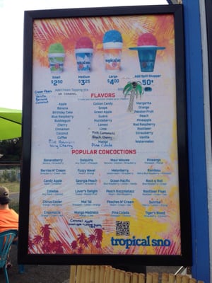 Menu photo 2 Tropical Sno Vancouver, WA