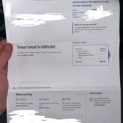 AdventHealth Southmoor ER & Urgent Care - Proof of bills