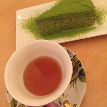 Prince Tea House - Matcha Crepe Cake & Prince Passion Tea - Desserts Near Me - Brooklyn, New York