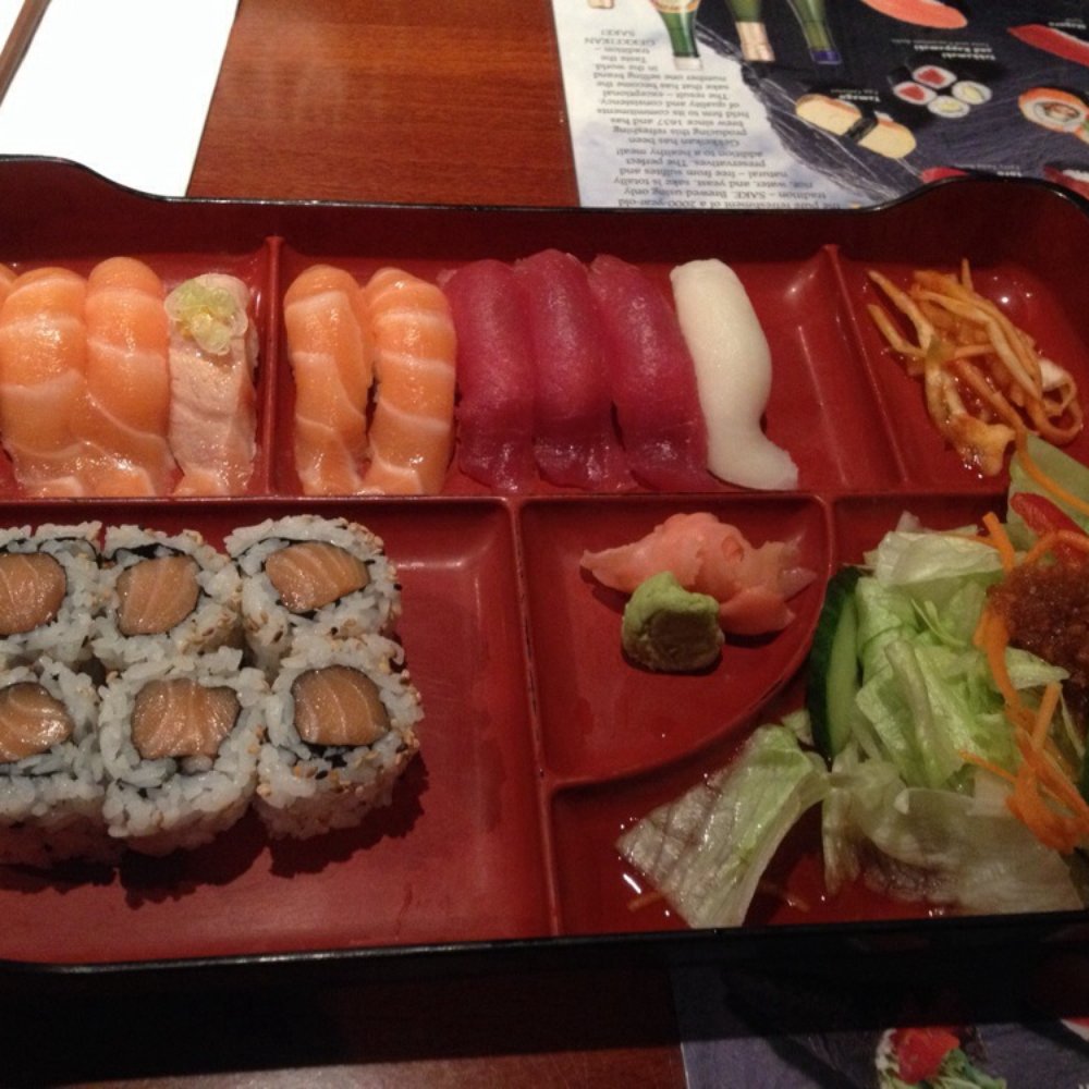 Box # 1. 4 pieces of sashimi subbed for sushi.
