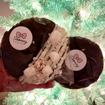 Tumbeezy Cookies - peppermint hot cocoa cookie (left) ube cheesecake cookie (right) - Desserts Near Me - Virginia Beach, Virginia