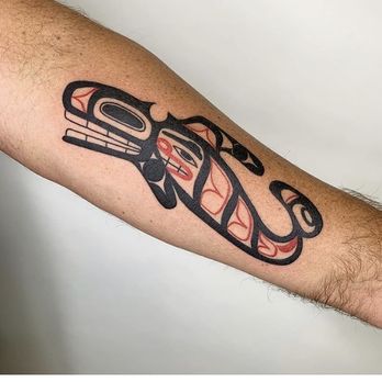 Wild Wind Tattoo - Custom Tlingit orca on inside forearm. - Tattoo Near Me - Chicago, Illinois