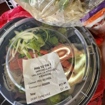 Pho To Thi - $17.49 beef noodles togo for my moom feels sick 9/18/24 - Vietnamese Near Me - San Jose, California Pho To Thi - $17.49 beef noodles togo for my moom feels sick 9/18/24 - Vietnamese Near Me - San Jose, California