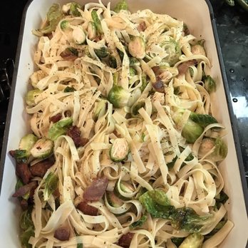 The Pure Ingredients - Pasta salad with bacon, Brussels sprouts...so unique and tasty! - Personal Chefs Near Me