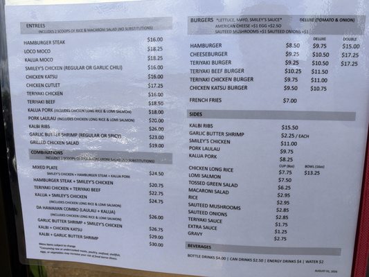 Menu photo 1 Smiley's Local Grinds Lihue, HI Menu photo 1 Smiley's Local Grinds Lihue, HI