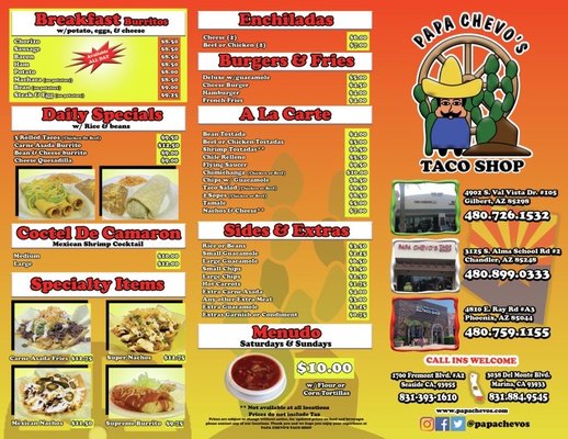 Menu photo 2 Papa Chevo's Taco Shop Phoenix, AZ