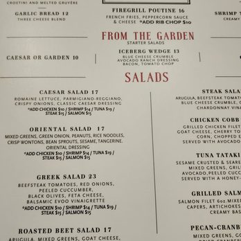 Firegrill Steakhouse & Bar - Memu - Steakhouses Near Me - Montreal, Quebec